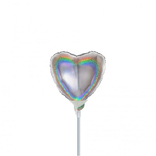 Mini Shape Mylar Cuore 4'' Argento Glitter - The Colours of Balloons