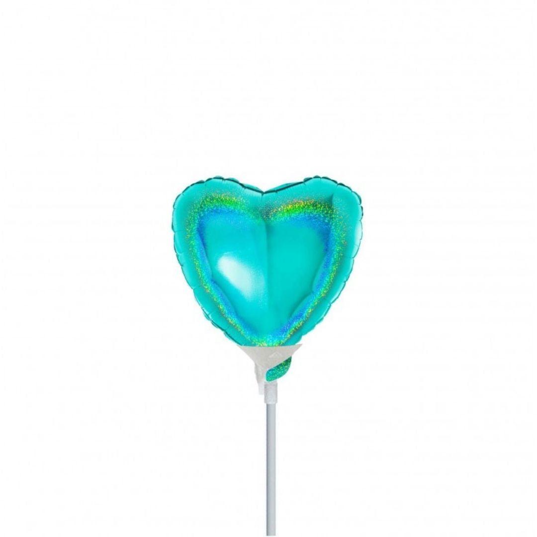 Mini Shape Mylar Cuore 4'' Tiffany Glitter - The Colours of Balloons